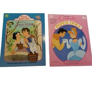 Vintage Golden Books Disney Paper Doll Snow White, Cinderella Uncut.
